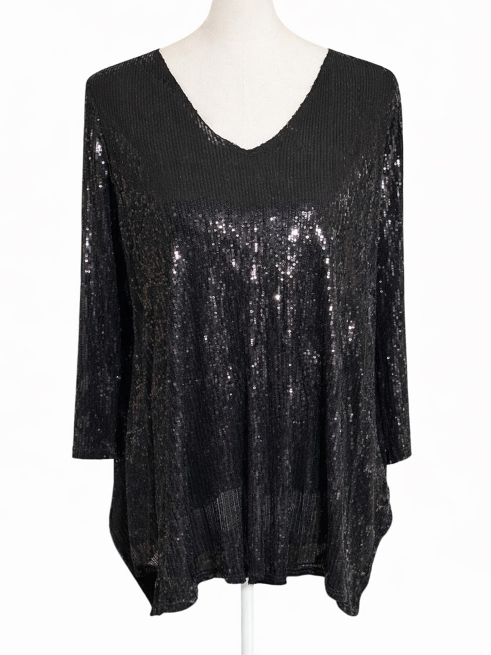 Lynn Ritchie Silver Black Sequin Top size medium